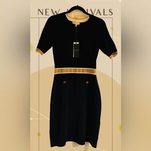 Hobbs London, Chic Black Mini knit dress with tan accents